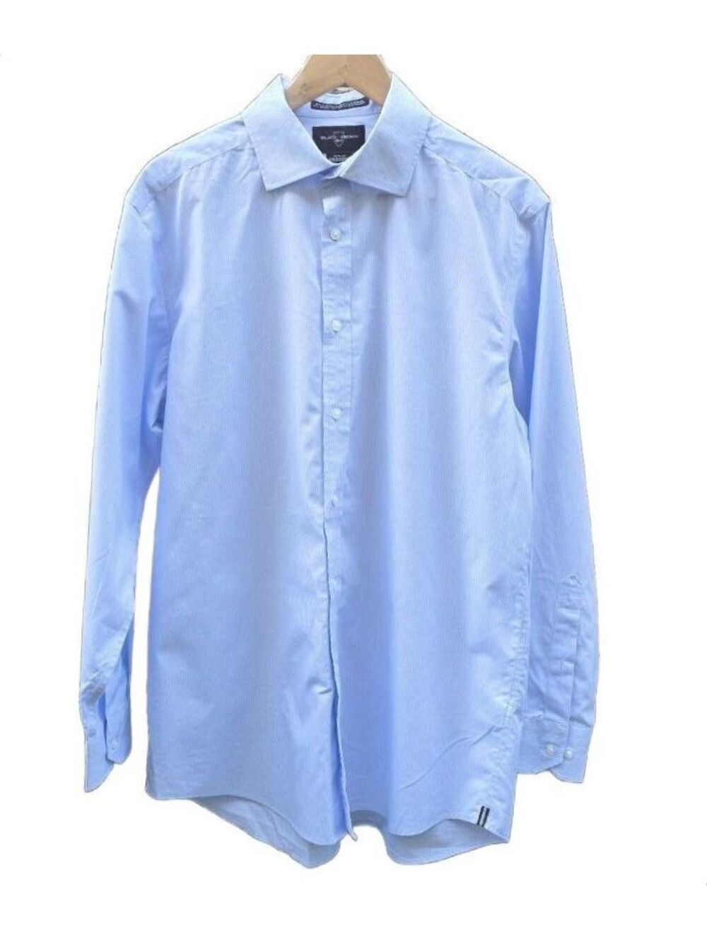 Black Brown 1826 Men's Light Blue 100% Cotton Long Sleeve Dress Shirt 16.5